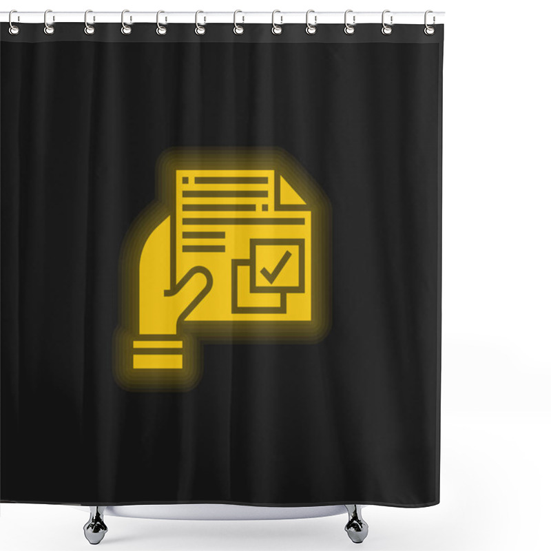 Personality  Agreement Yellow Glowing Neon Icon Shower Curtains
