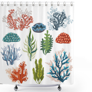 Personality  Set Of Cartoon Corals. Shower Curtains