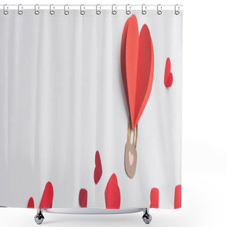 Personality  Top View Of Red Heart With Padlock Among Hearts On White Background, Panoramic Shot Shower Curtains