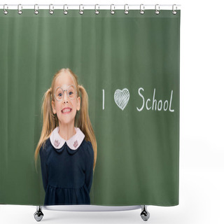 Personality  Happy Schoolgirl In Eyeglasses Shower Curtains