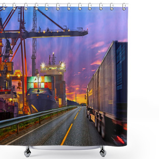 Personality  Truck In Port Shower Curtains