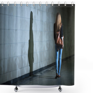 Personality  Woman Walking Alone At Night Shower Curtains