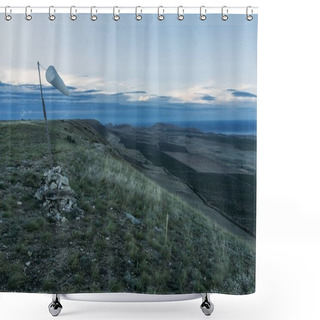 Personality  Beautiful Mountainous Landscape With Windsock Waving In Crimea, Ukraine, May 2013 Shower Curtains