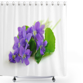 Personality  Violets On White Background Shower Curtains