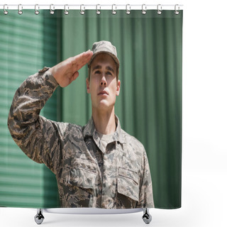 Personality  Military Soldier Giving Salute Shower Curtains