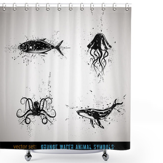 Personality  Selected Grungy Animals Symbols/icons Shower Curtains