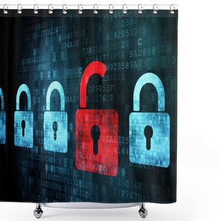 Personality  Security Concept: Lock On Digital Screen Shower Curtains