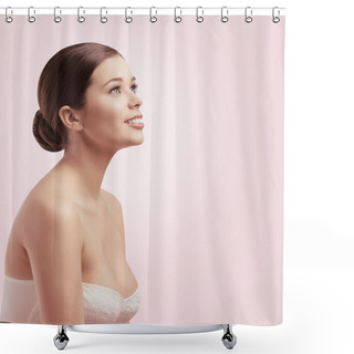 Personality  Woman Beauty Face, Girl Looking Away, Breast Skin Care Shower Curtains