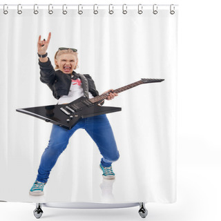 Personality  Blond Girl Rock Star Shower Curtains
