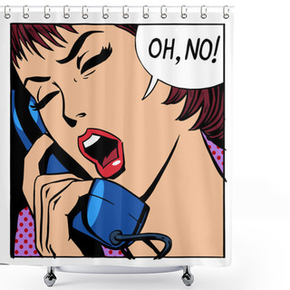 Personality  Oh No Emotional Talk Women Phone Shower Curtains