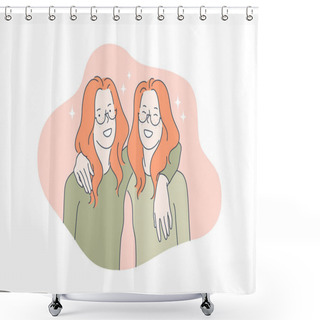 Personality  Family, Love, Team, Friendship, Twin Concept Shower Curtains
