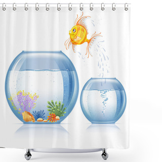 Personality  Fish And Aquarium Shower Curtains
