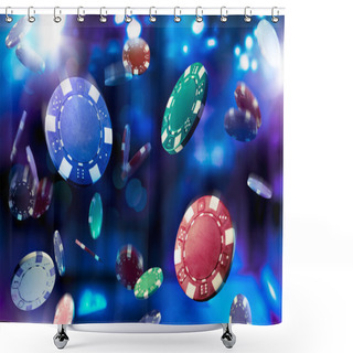 Personality  Casino Chips Falling Shower Curtains