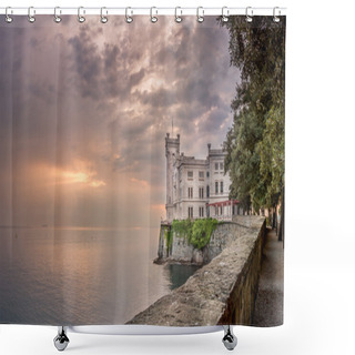 Personality  Miramare Castle At Sunset, Trieste, Italy - Landscape Shower Curtains