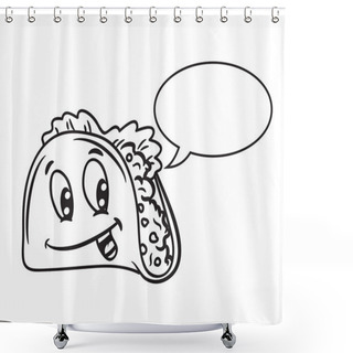 Personality  Cartoon Taco With Bubble Speech Shower Curtains