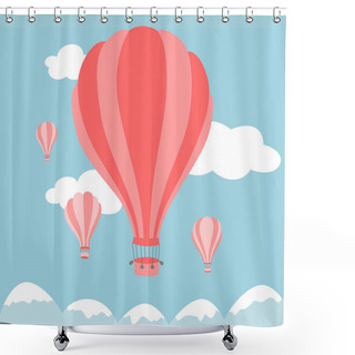 Personality  Vector Illustration Of Hot Air Balloons On The Sky Shower Curtains