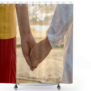 Personality  Seniors Holding Hands Shower Curtains