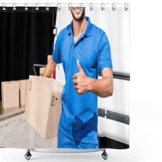Personality  Delivery Man Showing Thumb Up Shower Curtains