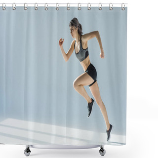 Personality  Running Sporty Woman Shower Curtains