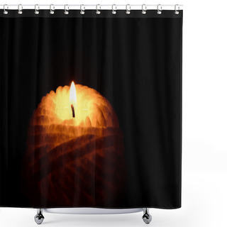 Personality  Yellow Candle Burning On A Black Background Shower Curtains