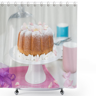 Personality  Gugelhupf Cake With Powdered Sugar And Blossom Shower Curtains