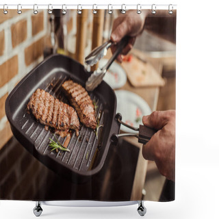 Personality  Man Cooking Steaks Shower Curtains