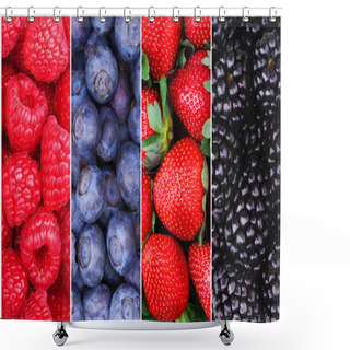 Personality  Berries Background Collection. Raspberry, Blueberry, Blackberry Shower Curtains