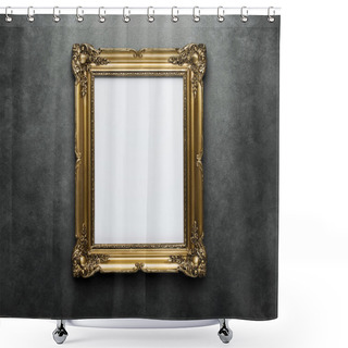 Personality  Blank Golden Frame At The Wall With Clipping Path Shower Curtains