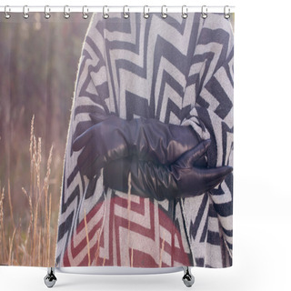 Personality  Woman In Poncho, Close-up Shower Curtains