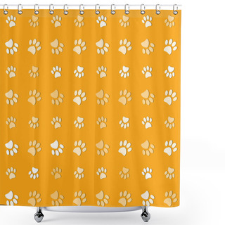 Personality  Illustration Animals Paws Print On A Yelow Background Shower Curtains