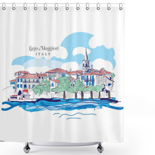 Personality  Freehand Digital Drawing Of Lago Maggiore, Italy Shower Curtains