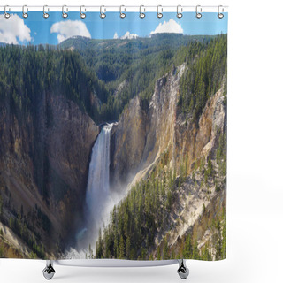 Personality  The Majestic Beauty Of Grand Canyon's Lower Falls In Yellowstone National Park. Shower Curtains