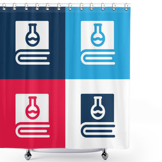 Personality  Book Blue And Red Four Color Minimal Icon Set Shower Curtains