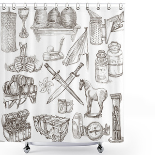 Personality  Objects - Hand Drawings, Originals Shower Curtains