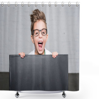 Personality  Boy Holding Blackboard  Shower Curtains