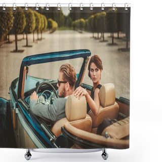 Personality  Wealthy Couple In A Classic Convertible  Shower Curtains