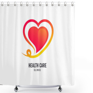 Personality  Heart Logo. Healthcare Vector Icon. Valentines Day Concept Logo. Business Company Brand Sign. Health Care Organization. Minimalistic Modern Graphic Heart Logotype. Clinic Insurance Sign. Shower Curtains