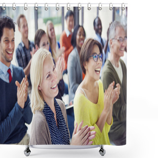 Personality  Multiethnic Cheerful People Applauding Shower Curtains