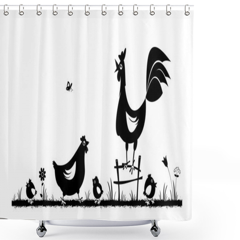 Personality  Chicken And Rooster. Domestic Fowl. Shower Curtains