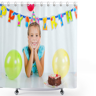 Personality  Girl With Birthday Cake Shower Curtains