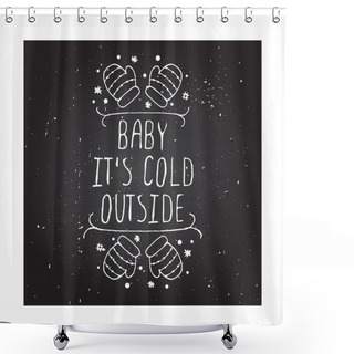 Personality  Christmas Greeting Card With Text On Chalkboard Background Shower Curtains