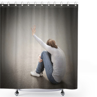 Personality  Young Woman Is Afraid Of Something Shower Curtains