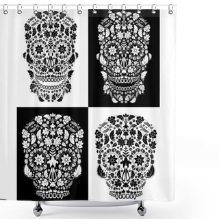 Personality  Collection Of Day Of The Dead Skulls Shower Curtains