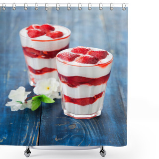 Personality  Dessert With Strawberry Sauce In Glass Shower Curtains