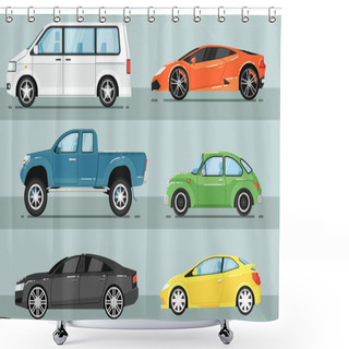 Personality  Modern City Car Isolated Vector Set Shower Curtains