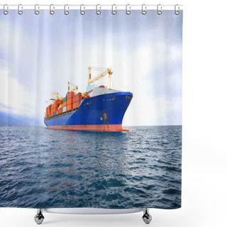 Personality  Commercial Container Ship Shower Curtains