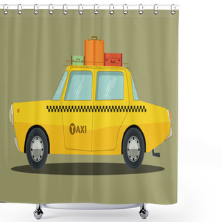 Personality  Vector Illustration Of A Cartoon Car In Flat Design Shower Curtains