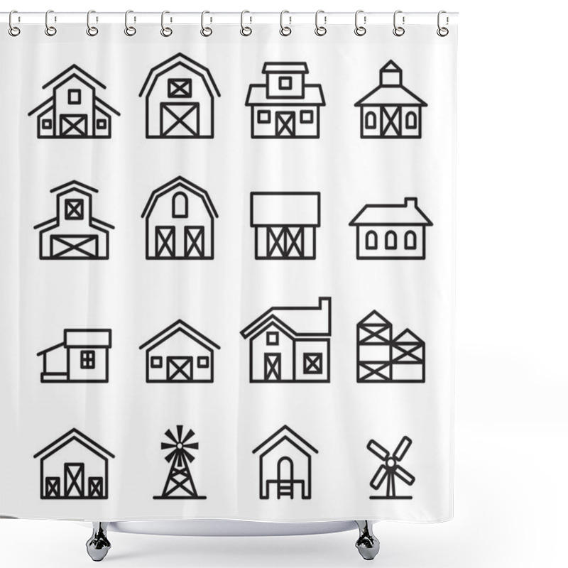 Personality  Barn & Farm Building Icon In Thin Line Style  Shower Curtains