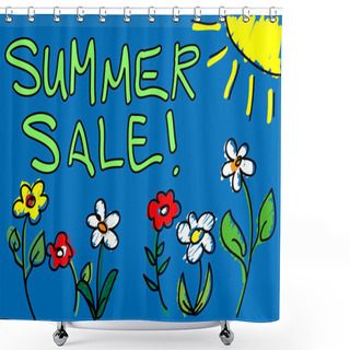 Personality  Summer Sale With Sun And Flowers Doodle Shower Curtains