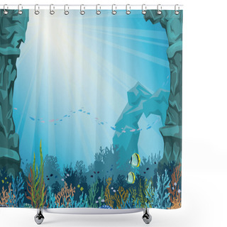 Personality  Coral Reef With Fish And Underwater Arch. Seascape. Shower Curtains